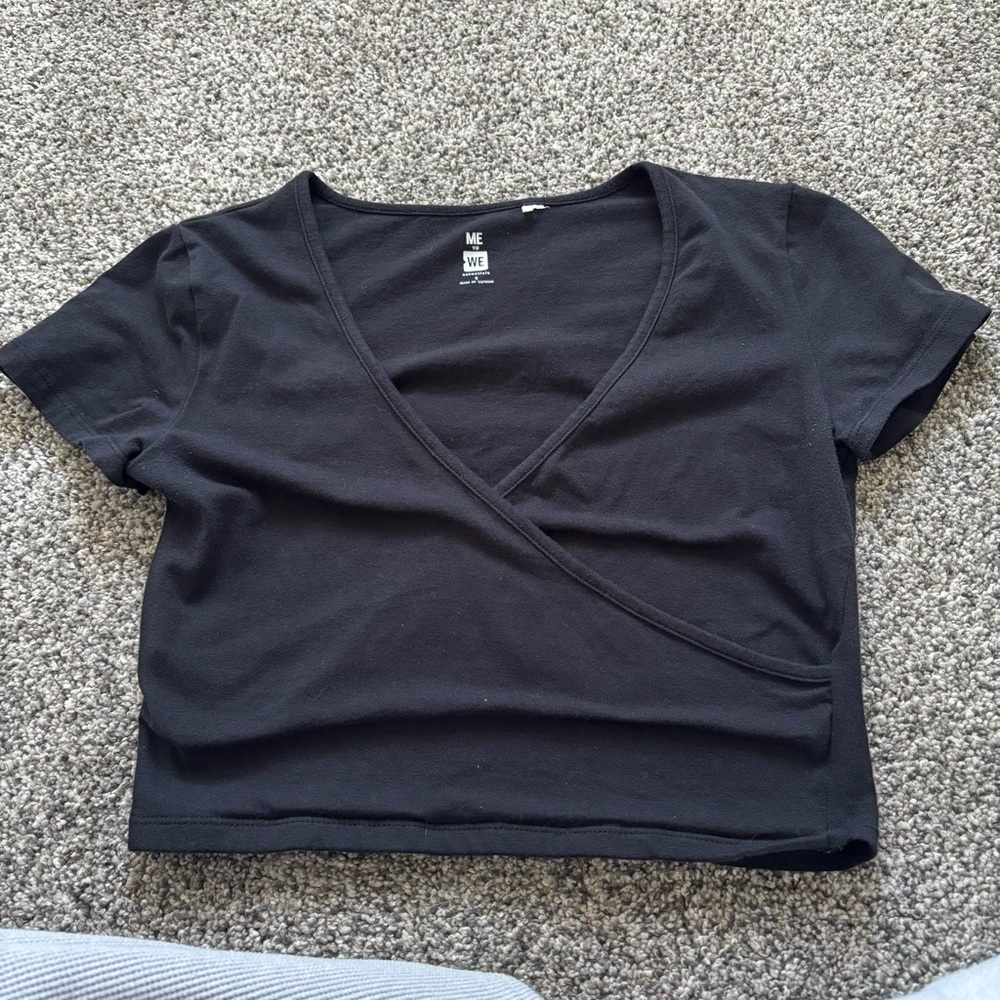 Black Wrap Crop Top